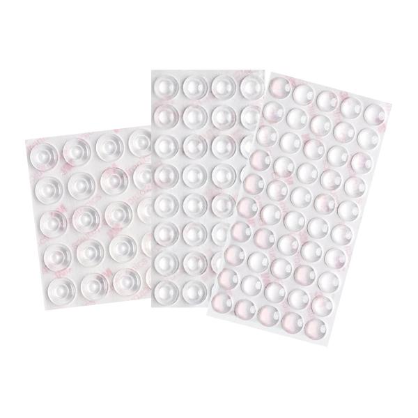 サイズ【半球形】直径：約10mm　厚さ：約3mm【台形型】直径：約12mm　厚さ：約4mm【突起型】直径：約13mm　厚さ：約5.5mm素材：シリコンゴム入数：合計107粒（半球型50粒/台形型32粒/突起型25粒）生産国：中国※若干のサイ...