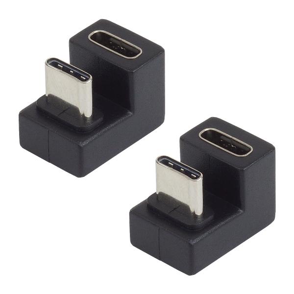 Type-C 変換アダプタ 2個セット U字型 USB 3.1 最大100W データ通信 映像信号対応 角度変換 簡単接続 小型 USB C タイプC データ転送 充電 U型