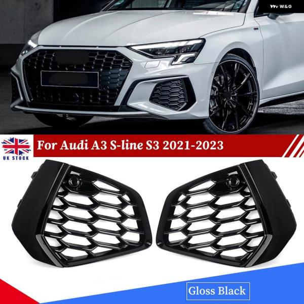 並行輸入品 アウディ A3 S-LINE S3 セダン 2021 - 23 RS スタイル フォグランプ グリル フロント バンパー ロアサイド グリル カ