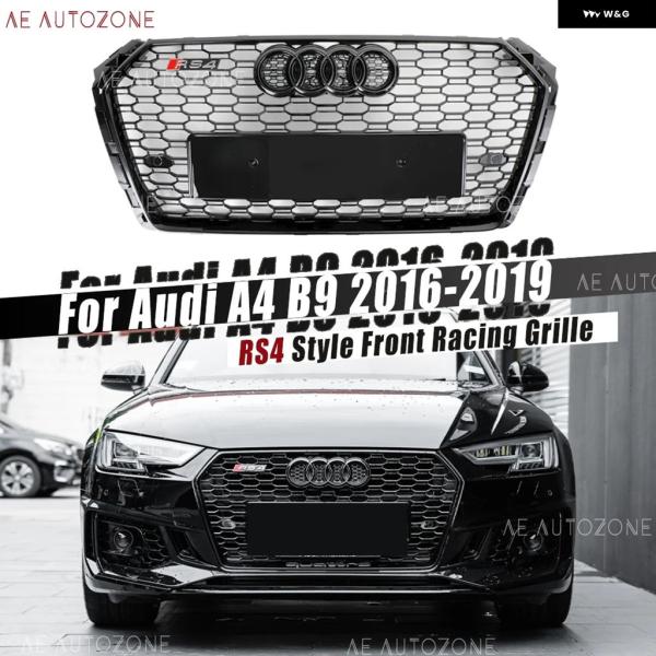 並行輸入品 RS4 スタイル ハニカムフロントアッパー グリル アウディ リング アウディ A4 B9 8W 2016-2019 アバント スタンダード Sライ