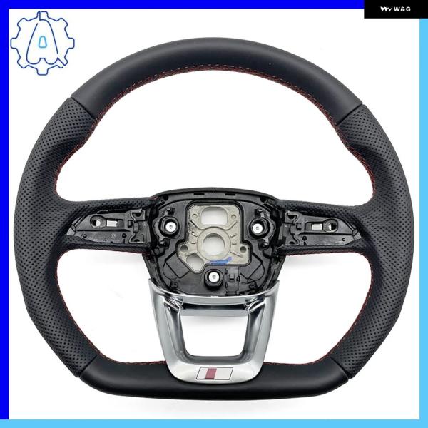 並行輸入品 アウディ Q5 FY Q7 4M Q8 パーフォレーテッドレザー レッドステッチ フラットボトム スポーツ スタイル ステアリングホイール