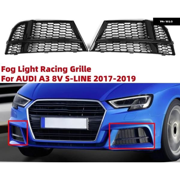 並行輸入品 アウディ A3 8V S-LINE セダン スポーツバック コンバーチブル 2017-2019 フロント バンパー フォグランプ グリル カバー 1