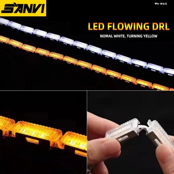 並行輸入品 SANVI ダイナミックLED デイタイム ランニングライト ストリップ カー ヘッドライト フローイング 白とイエローストリップ 装飾 ライト