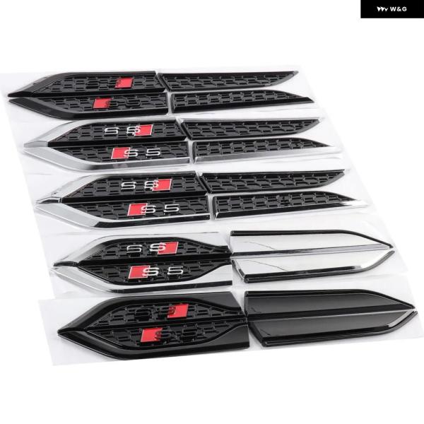並行輸入品 2個 カー スタイリング サイド フェンダー ウィング ステッカー デコレーション アウディ ABT S5 RS5 SLINE バッジ モディフィケ