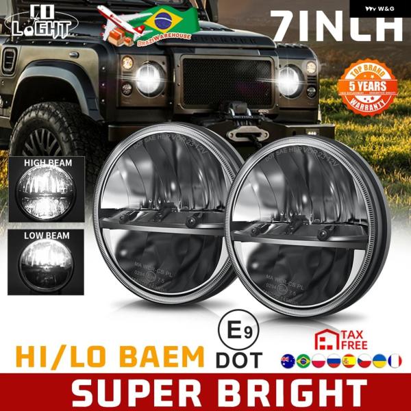 並行輸入品 7インチLED ヘッドライト H4ハイ/ロービームオフロード用4X4 ジープ ラングラー TJ JK LJ CJ ランドローバー ディフェンダーH 