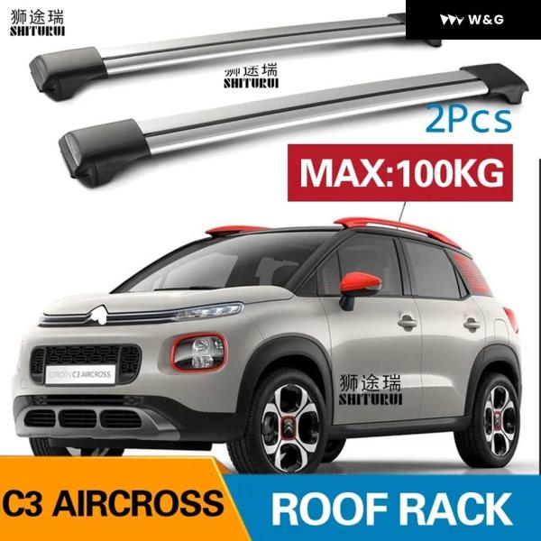 ルーフバー 2個 シトロエン C3 エアクロス 2017 18 2019-21 合金 サイドバー クロスレール ルーフラック キャリア CUV SUV LED