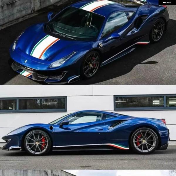 【並行輸入品】車用ビニール ステッカー フェラーリ 488 ピスタ ボディ カスタム トラック バージョン フィルム デカール アクセサリー