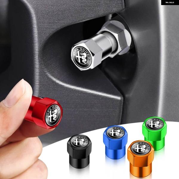 並行輸入品 4 個 ホイールタイヤエア バルブ キャップステムカバー アルファロメオ ミトブレラ 147 ジュリエッタ 159 156