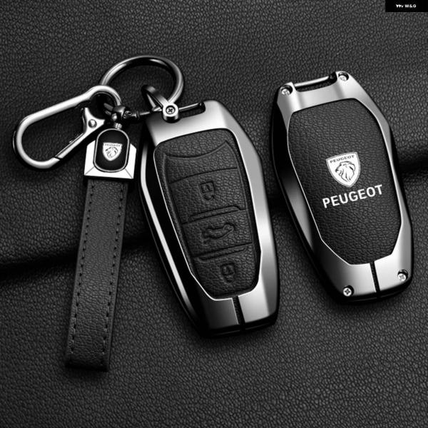 並行輸入品 レザー製カーキーケースカバー ホルダー シェル プジョー 206 301 307 308 407 408 508 2008 3085 3008 4008 5008 キー チェーン