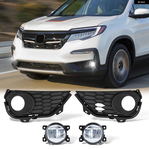 並行輸入品 ホンダ パイロット 2019 - 2021 2022 LED フォグランプ アセンブリ フロント バンパー フォグライト カバー ハーネス キット デイライト