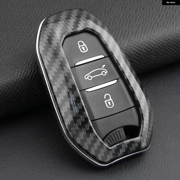 並行輸入品 カーボンスマートカーキーフォブケース カバー キー ホルダー プジョー 208308408508200830085008 シトロエン C3C5C4X ジープ アベンジャー用