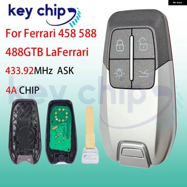 並行輸入品 フェラーリ 4Aチップ 2014 - 16 2018 19 2020 458 588 LAFERRARI用スマートリモートキーフォブ 434MHZ 