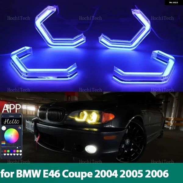 並行輸入品 RGBマルチカラーアプリ 制御 M4 スタイル LED ヘッドライト エンジェルアイリングランプ BMW E46クーペカブリオコンバーチブルフェイス