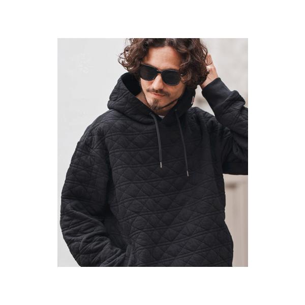 【1minute 1second(ワンミニットワンセカンド)】quilted side zip hoody with heart patch サイドジップパーカー(1M25A120)