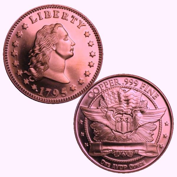 アメリカ　フローイングヘアーダラー　ラウンド銅貨USA COPPER 1ozFLOWING HAIR DOLLAR商品詳細年　号　　1795年状　態　　未使用品　位　　銅99.9%大きさ　　39mm重　量　　29g