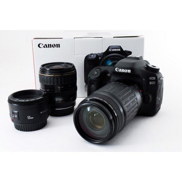キヤノン Canon EOS 80D 単焦点&標準&望遠トリプルレンズセット キヤノン Canon EOS 80D 単焦点&標準&望遠トリプルレンズセット