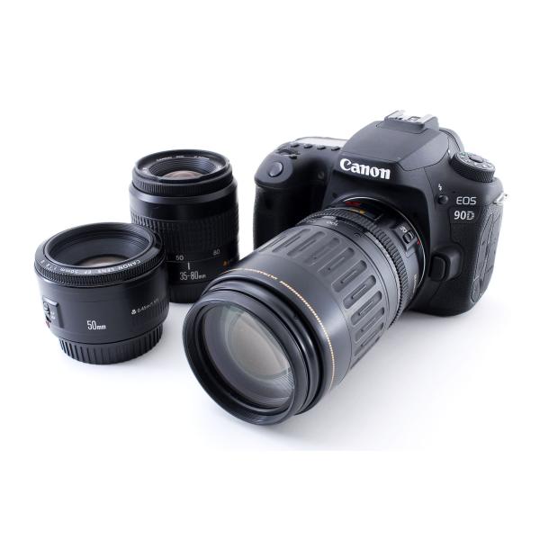 超美品 【Canon EOS 90D トリプルレンズセット】 安心返品保証あり キヤノン（Canon） Canon EOS 90D トリプルレンズセット 美品 SDカード