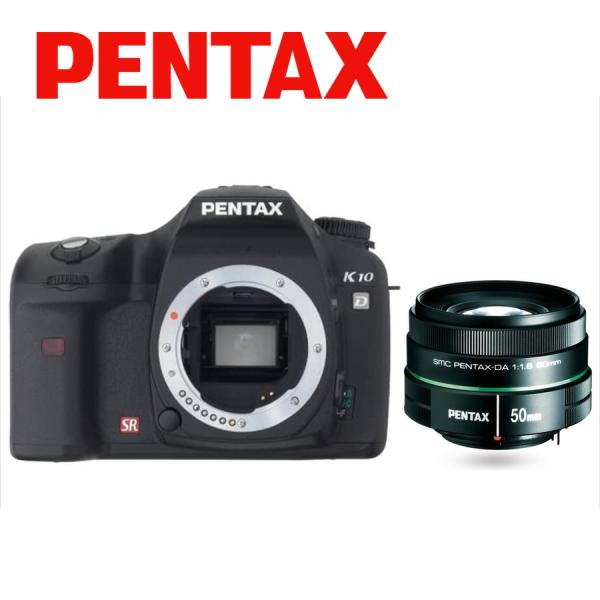 ペンタックス PENTAX K10D 50mm 1.8 単焦点 レンズセット ブラック デジタル一眼レフ カメラ 中古