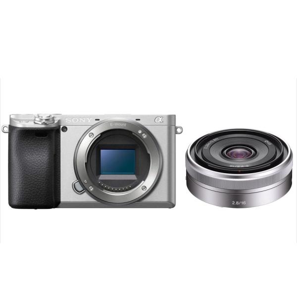 ソニー SONY α6400 シルバーボディ E 16mm 2.8 単焦点 パンケーキ 