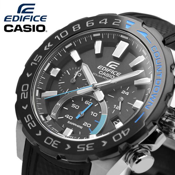 CASIO カシオ EDIFICE エディフィス 腕時計 ウォッチ ソーラー アナログ クロノグラフ 10気圧防水 メンズ ブラック ギフト プレゼント efs-s550pb-1avuef