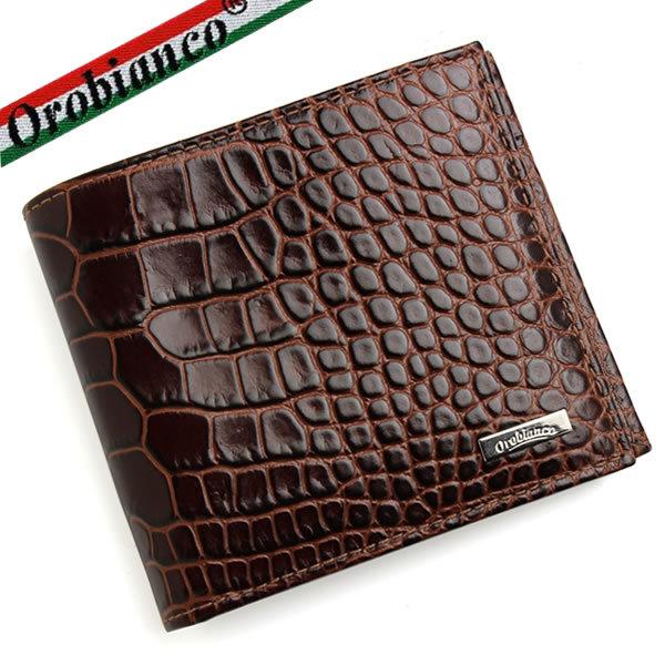 OROBIANCO オロビアンコ 財布 二つ折り財布 クロコ型押し 本革 レザー 