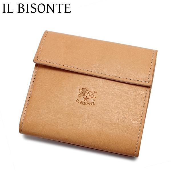 イルビゾンテ IL BISONTE ２つ折り 財布 本革 レザー メンズ レディース ベージュ コン...