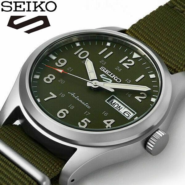 SEIKO5 セイコー5 腕時計 メンズ 自動巻き 手巻付き ミリタリーウォッチ グリーン カーキ オートマティック ギフト セイコーファイブ  5スポーツ SRPG33K1