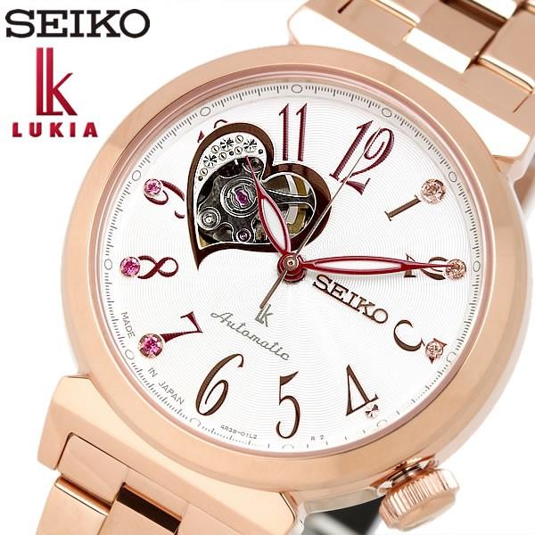 SEIKO LUKIA セイコー ルキア seiko 自動巻き 腕時計 レディース 10気圧防水 スケルトン ハート ステンレス サファイアガラス  ローズゴールド SSA834J1