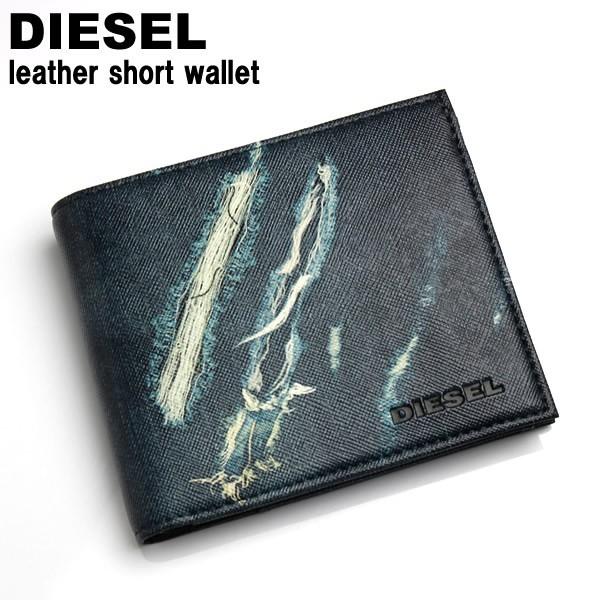 DIESEL ディーゼル 小銭入れ付2つ折り財布 財布 二つ折り メンズ デニムプリント レザー 札入れ カード入れ ホック式小銭入れ  MONEY-MONEY X03370 P0408 H6393