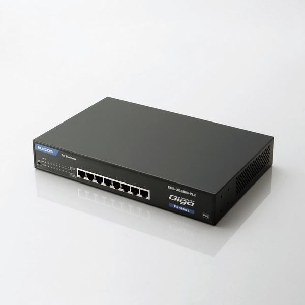 PoEスイッチングハブ ELECOM EHB-UG2B08-PL2 2台セット ELECOM EHB-UG2B08-PL2 エレコム 1000BASE-T対応PoEスイッチング
