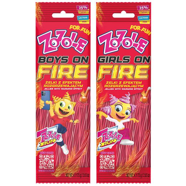 【ゾゾレ　ファイヤー(グミ)　75g】●ピリっとホットなチリと、甘酸っぱいラズベリーフレーバーのスティックグミ。●原材料：砂糖、小麦粉、グルコースシロップ、濃縮リンゴ果汁、植物油脂/pH調整剤、着色料(ブラックキャロットジュース、パプリカ色...