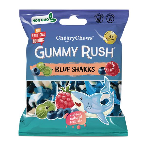 【グミーラッシュ　ブルーシャーク】●青い背中と白いおなかが印象的なシャーク（サメ）型のグミ。森で採れる3種類のベリーをイメージした爽やかな味をお楽しみください。●原材料：グルコースシロップ、砂糖、ゼラチン、りんご濃縮果汁/pH調整剤、香料、...