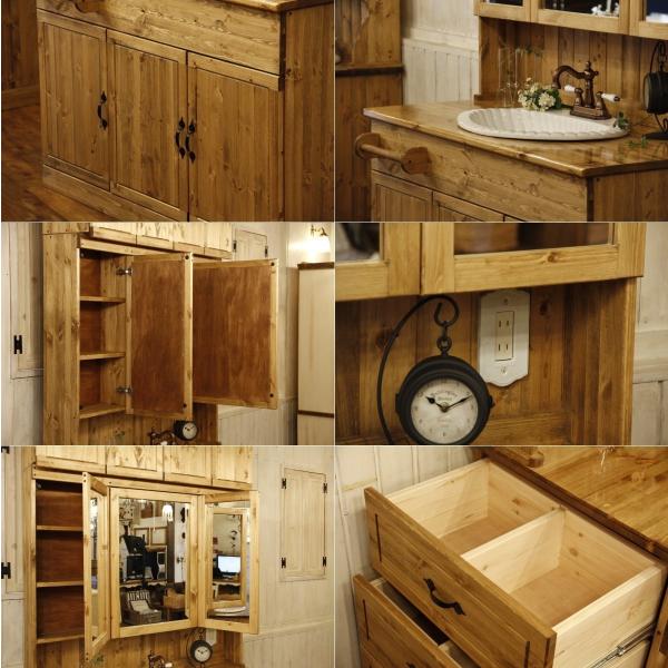 激安セール即納 のワイド ウォッシュスタンド 洗面台 幅1225 カントリー家具 オーダー家具 北欧 無垢 アンティーク 手作り 木製 パイン材 白 混合水栓 おしゃれ 定期入れの の