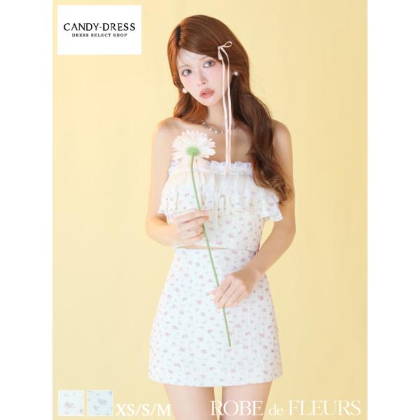 ROBE de FLEURS 花柄ミニドレス ROBE de FLEURS / ローブドフルール】花柄/ フリル/ リボン/ ベア