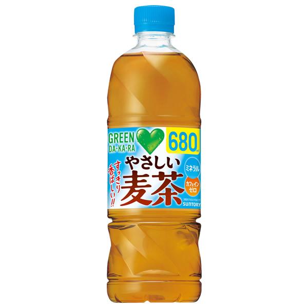 サントリー グリーンダカラ やさしい麦茶 680mlPET 24本 (全国一律送料無料) GREEN DA・KA・RA グリーン ダカラ むぎ茶 大麦 はと麦 カフェインゼロ