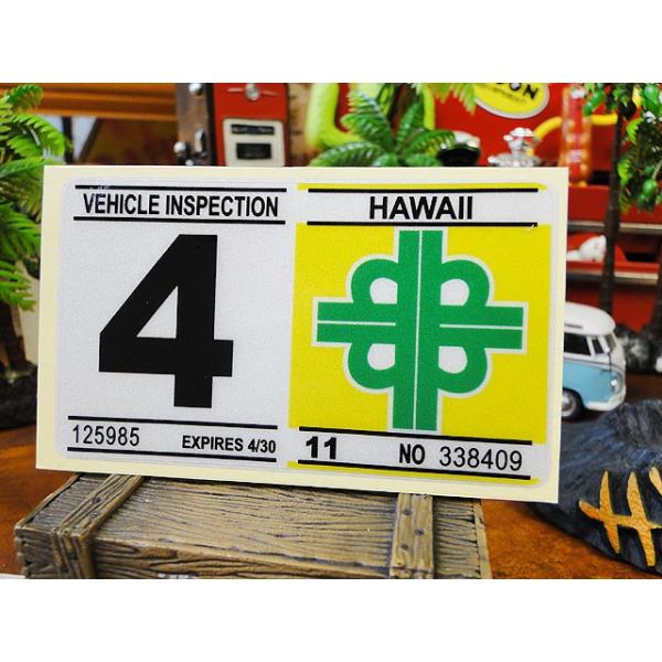 ハワイの車検バンパーステッカー　レプリカ　（4月）　アメリカン雑貨 アメリカ雑貨