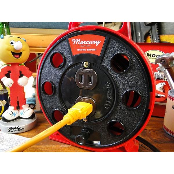 マーキュリー ポータブル延長コードリーラー 5m レッド アメリカン