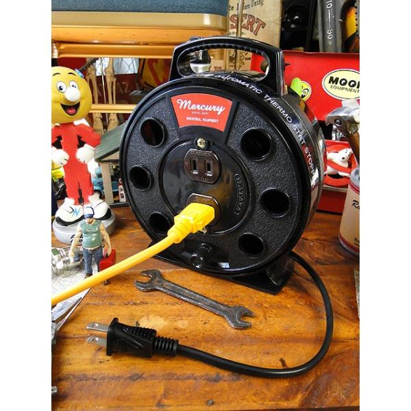 マーキュリー　ポータブル延長コードリーラー　5m　（ブラック）　■　アメリカン雑貨　アメリカ雑貨　MERCURY　男前