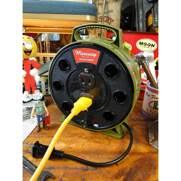 マーキュリー　ポータブル延長コードリーラー　5m　（カーキ）　■　アメリカン雑貨　アメリカ雑貨　MERCURY　男前