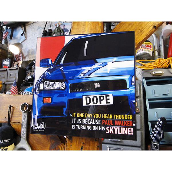 ニッサン スカイラインGT-R R34 ポップアートフレーム■ アメリカン雑貨 アメリカ雑貨 パネル ポスター