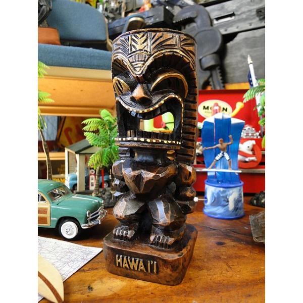 ハワイの神様ティキ レジン製オブジェ Mサイズ （ラブ/ダークブラウン） ■ アメリカン雑貨 アメリカ雑貨