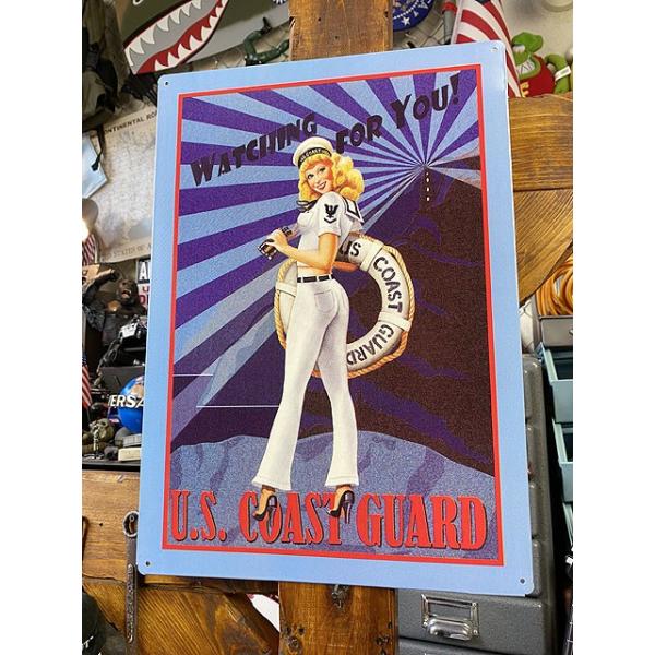 U.S.コーストガードガール ブリキ看板 ■ アメリカン雑貨 アメリカ雑貨