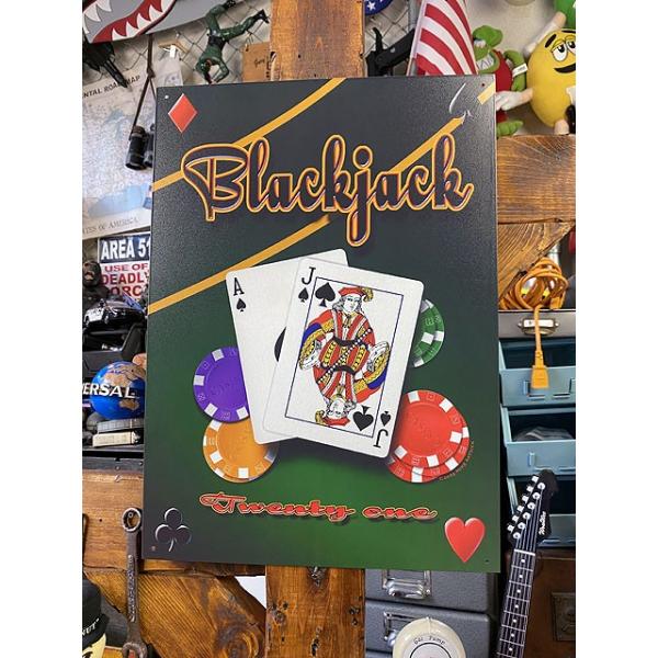 ブラックジャック ブリキ看板 （TWENTY ONE） ■ アメリカン雑貨 アメリカ雑貨