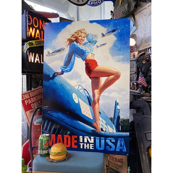 ★稀少な絶盤品★ ド迫力！特大サイズ看板 ピンナップガール MADE IN THE USA U.S.ヘヴィースチールサイン XXLサイズ ■ アメリカン雑貨
