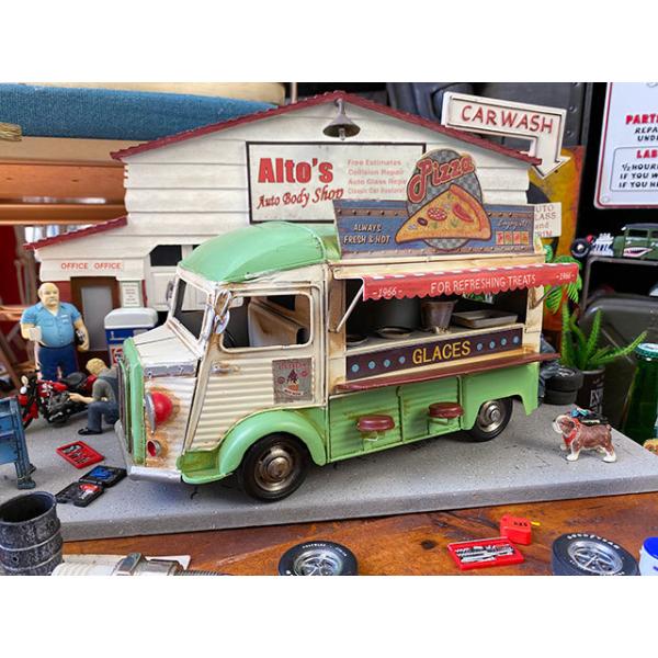 ピザ屋さんの移動販売車 ブリキオブジェ ■ アメリカン雑貨 アメリカ雑貨