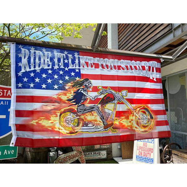 アメリカンバイカーズフラッグ　（スカルライダー）　■ アメリカン雑貨 アメリカ雑貨