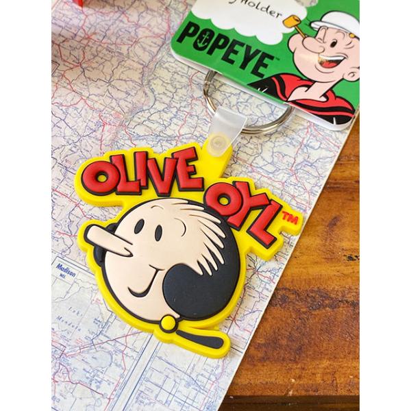 ポパイ オフィシャルラバーキーホルダー （オリーブ・オイル） ■ アメリカン雑貨 アメリカ雑貨