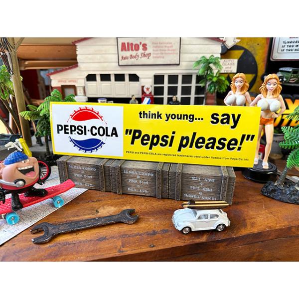 ペプシ バンパーステッカー （60年代ロゴ/イエロー） ■ アメリカン雑貨 アメリカ雑貨