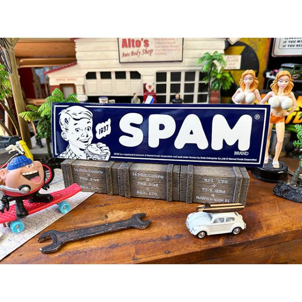 SPAM スパム バンパーステッカー （オールド/ネイビー） ■ アメリカン雑貨 アメリカ雑貨