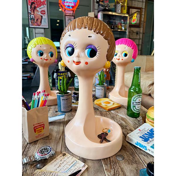 ヘッドマネキン　ディスプレイ　（ブラウン）　ツイッギー　レプリカ　レジンオブジェ　復刻モデル ■ アメリカン雑貨 アメリカ雑貨 爆買